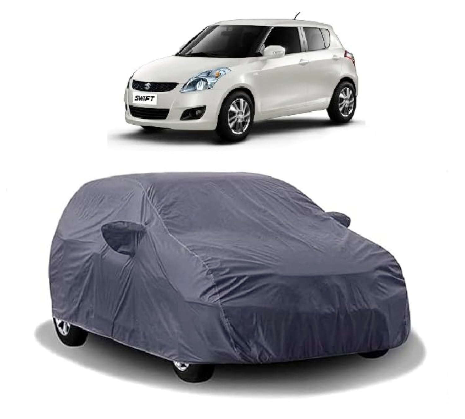 Carigiri Grey Car Body Cover for Maruti Suzuki Swift(Triple Stitched,Mirror Pockets,UV Resistant,Dustproof)(Models-2005, 2006, 2007, 2008, 2009, 2010, 2011, 2012, 2013)