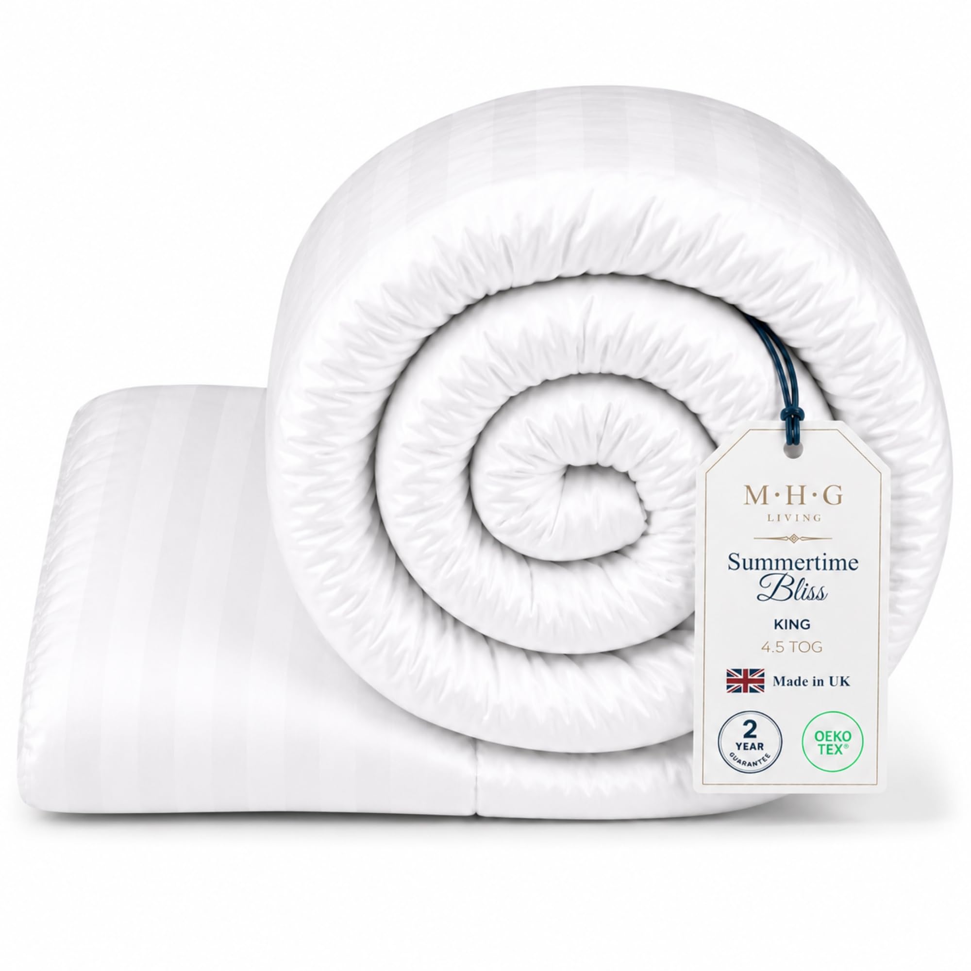 MHG Living King Duvet 4.5 Tog Lightweight Summer Duvet - Anti-Allergy Hypoallergenic Hollowfibre Quilt, OEKO-TEX Certified, UK Made, Machine Washable, 230 x 220 cm