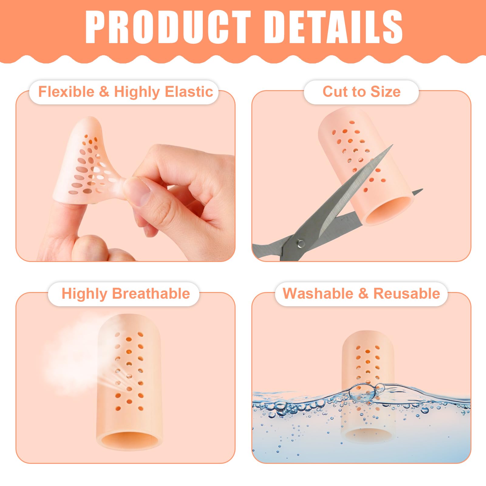 Protège Doigt Silicone 10 Pièces – Pansement Doigt Réutilisable, Protection Travail Bricolage Anti-Frottement