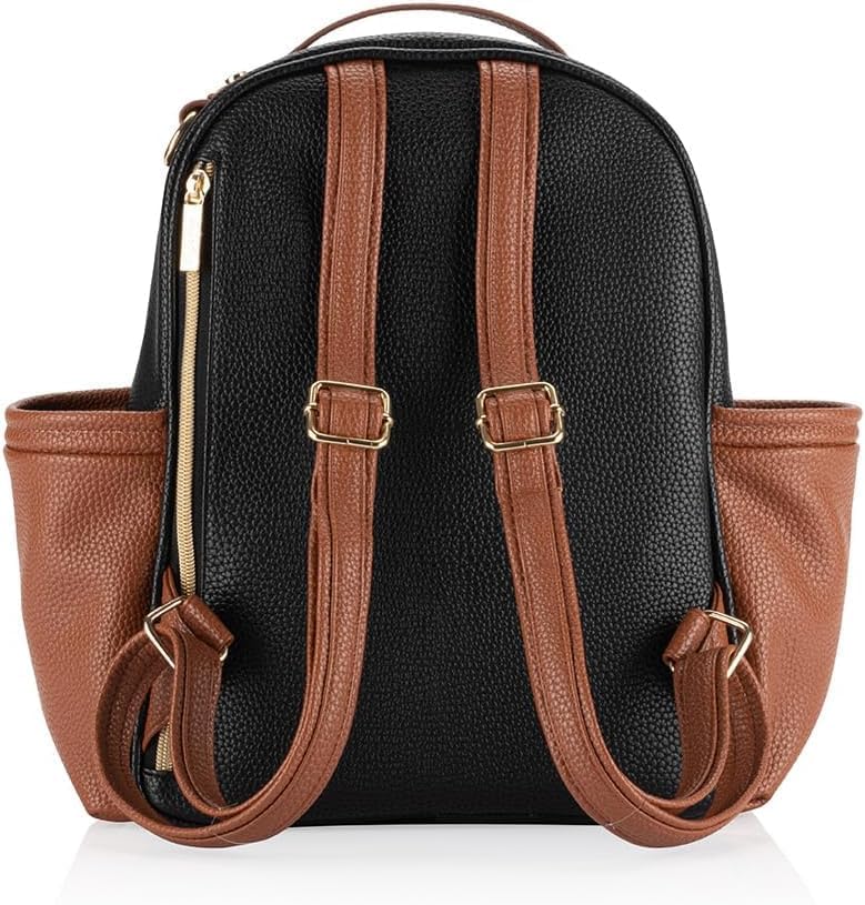 Itzy Ritzy Mini Diaper Bag Backpack – Chic, Compact Mini Plus Backpack with Changing Pad, 10 Pockets (6 Internal, 4 External), Grab-Top Handle & Rubber Feet (Coffee & Cream) - Image 10