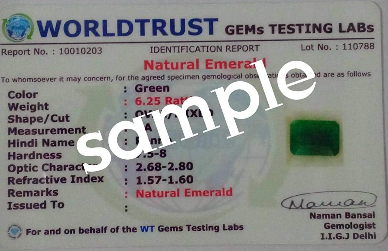 LMDPRAJAPATIS 3.00 Carat Natural Unheated Untreatet AA++ Quality Certified Emerald Panna Green Loose Gemstone