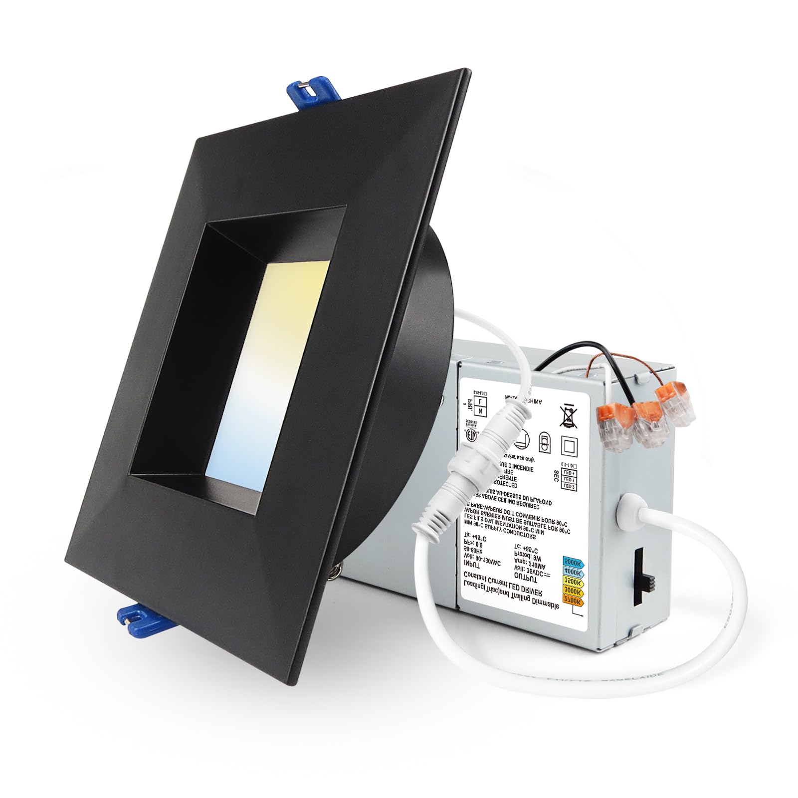 Adetu 4 Inch Anti-Glare LED Downlight,Dimmable Ceiling Light with 5CCT Reset,Selectable from 2700K to 5000K - 12W 1080LM, ETL Certified (Black, 1 Pack