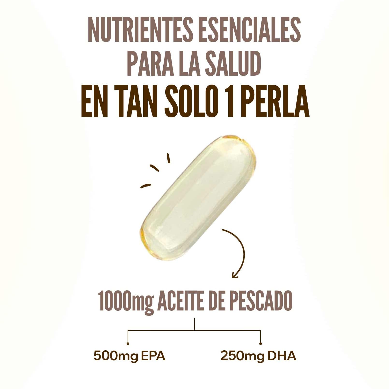 HSN Premium Omega 3 IFOS 5 Estrellas 120 Perlas | 1000mg Aceite de Pescado en Triglicéridos | 750mg Omega-3 (500mg EPA + 250mg DHA) Alta Concentración | No-GMO Sin Gluten