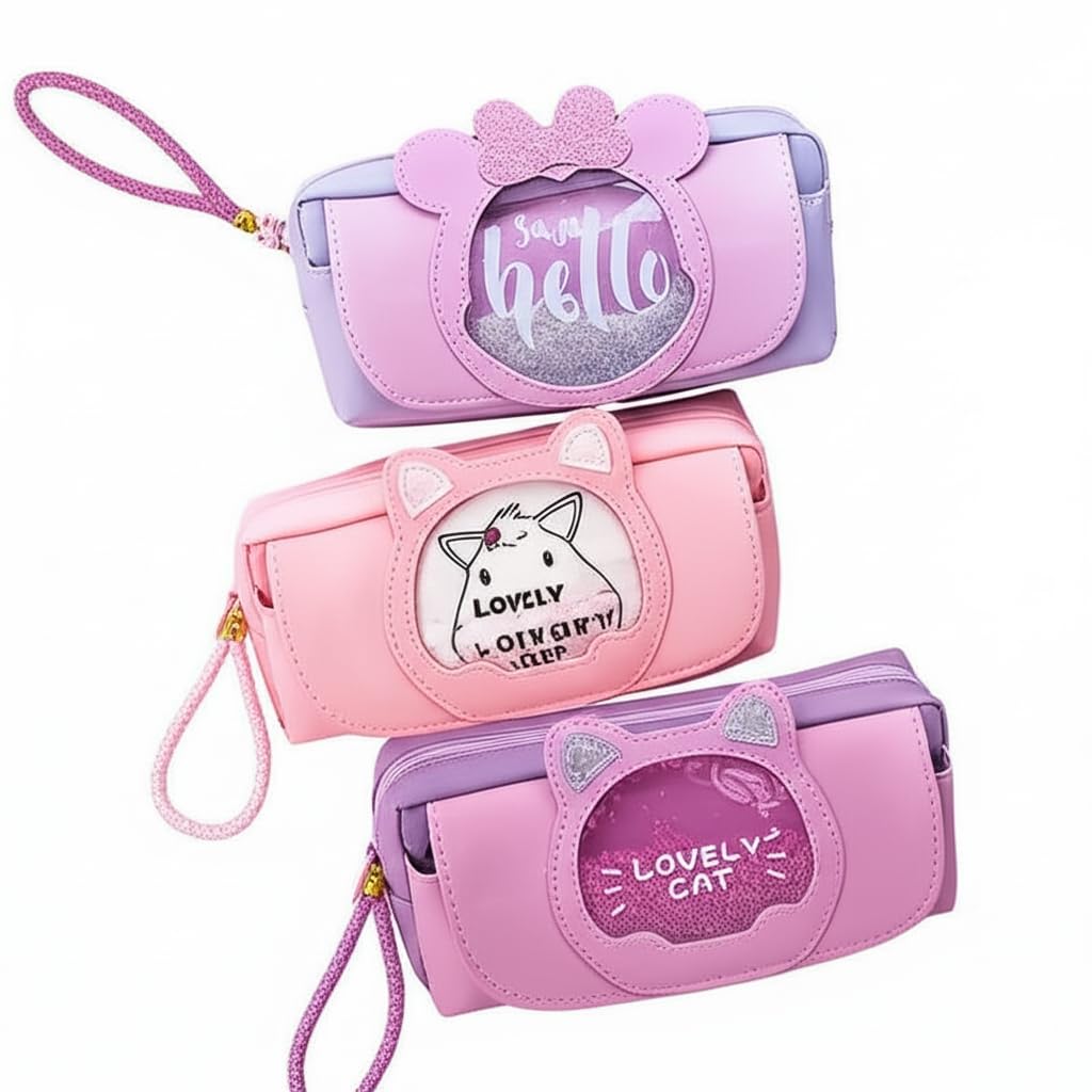 Supreme Deals Umadiya® Branded Eva Velcro Pencil Case Large Capacity Pencil Bag with Zipper Closure Portable Makeup Pouch, Case Cute Stationery Bag for Students Girls Adults Office (Pack of 1)-image-11