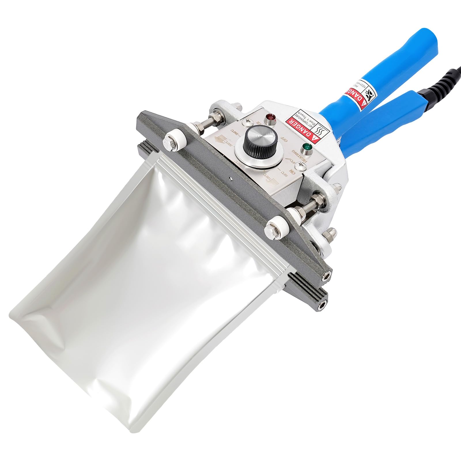 Scelleuse Thermique Professionnelle 300W - 30-250°C Réglable,220V EU Scelleuse à chaleur directe Cachetage,pour Alimentaire/Emballage(Bleu)