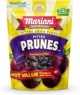 Mariani Pitted Prunes 18 oz Resealable Bag - No Sugar Added Dried Plums, High Fiber for Digestive Health & Antioxidants