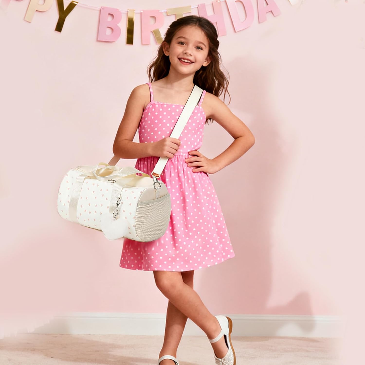 Dance Ballet Bag for Girls 4-6 Ballerina Gymnastic Bag Toddler Small Duffle Dance Bags for Little Dancers,Glitter Material,14"*8.26"*8.26" - Image 2