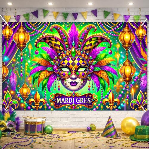 BlissYard Mardi Gras Carnival Backdrop 71x43 in Carnival Party Decor