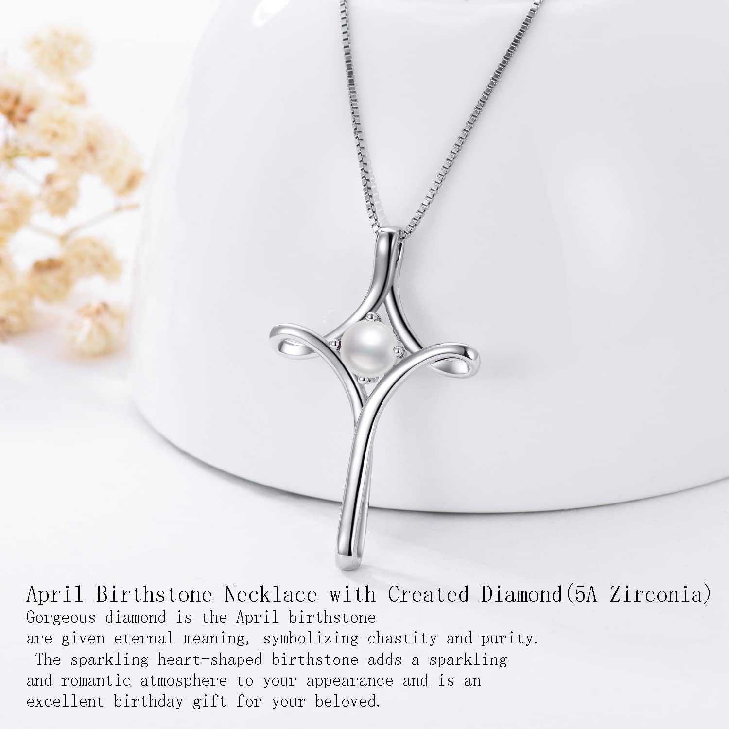 TOUPOP Cross Necklace for Women 925 Sterling Silver Birthstone Cross Pendant Fine Jewelry Valentines Day Birthday Gifts for Her Mom Wife Girlfriend - Image 5