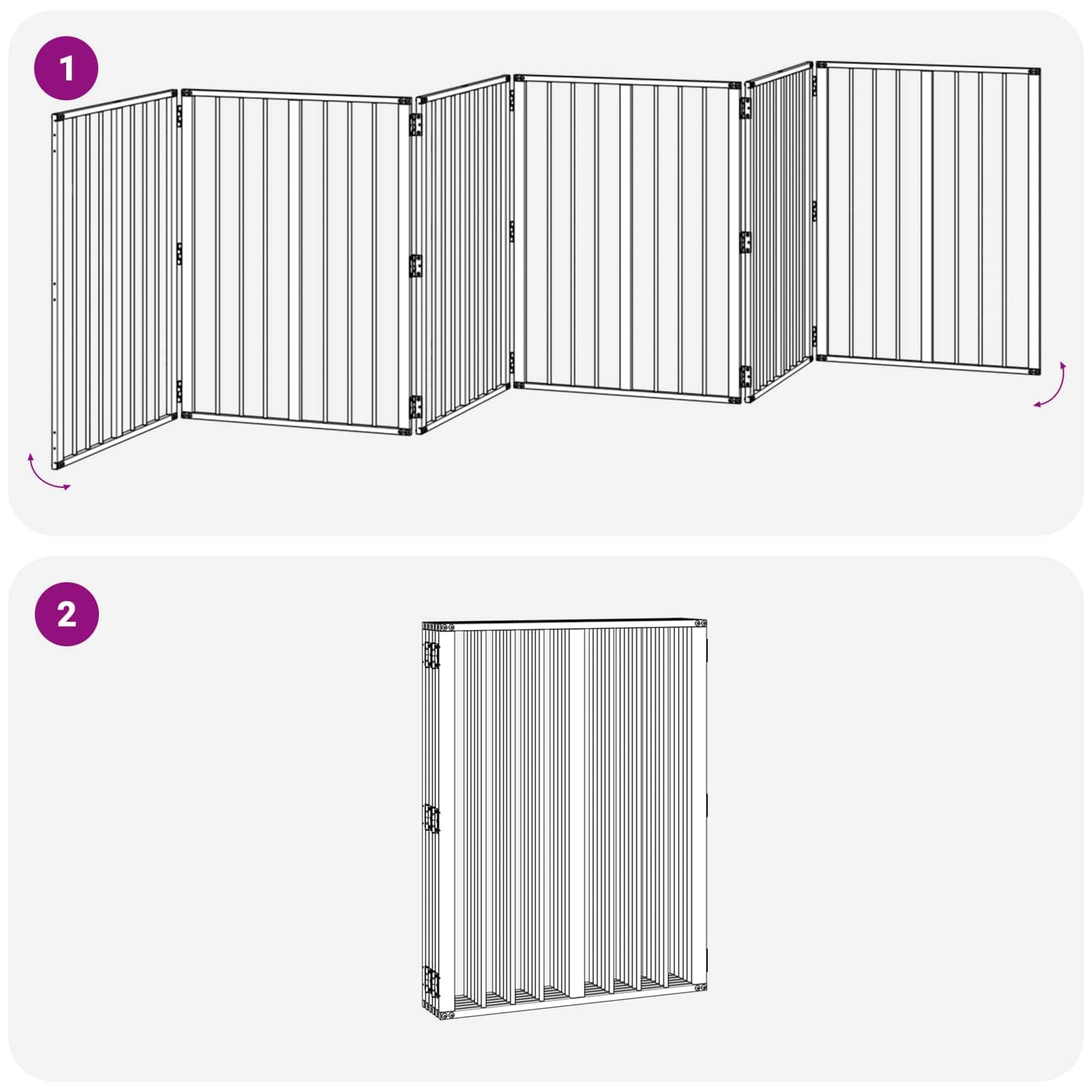 Puerta para perros, 6 unidades, color negro, 60 x 80 cm, acero galvanizado, plegable, con paneles de rejilla para caño de cachorros y perros en el jardín, terraza, patio, protección segura