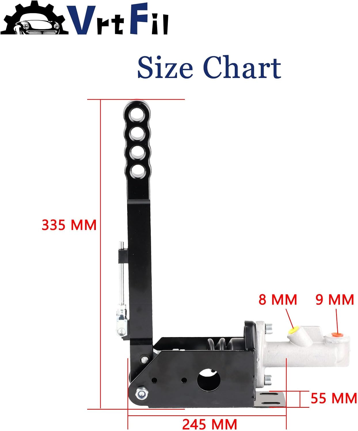 335mm Hydraulic Handbrake Master Cylinder 0.75 Adjustable Ebrake Long Lever Handle Compatible with Drift Track Rally Racing Black