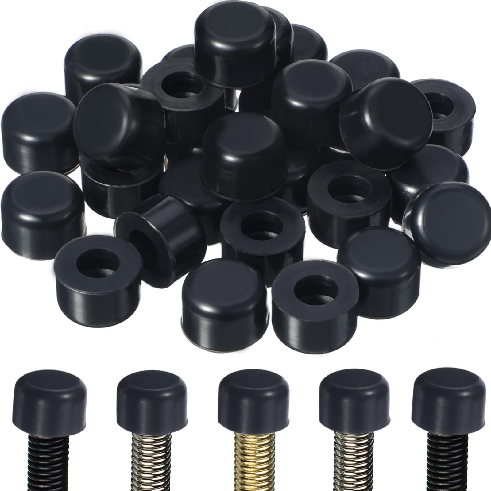Outus 50 Pcs Rubber Door Stop Silicone Replacement Door Stop Caps Tips Bumpers for Wall and Floor Protection, Universal Size (Black)