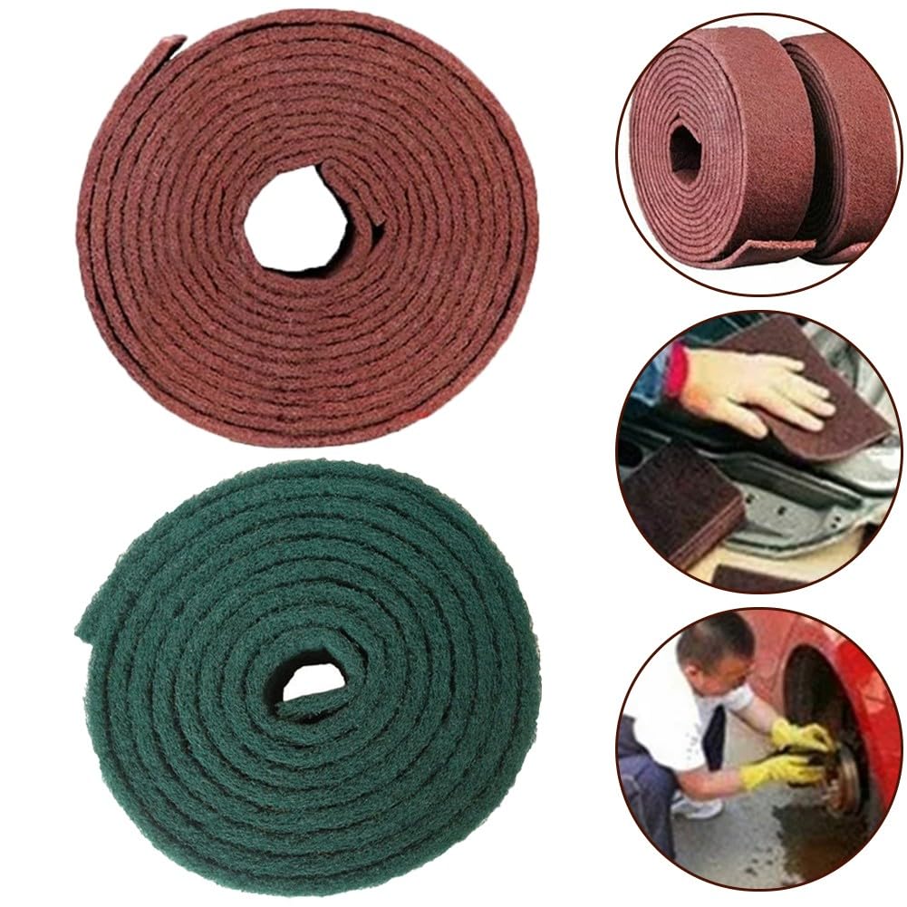 EasyByMall Rotolo di spugna abrasiva per pulizia della cucina, in nylon resistente per pentole, padelle, stufe, verde o rosso