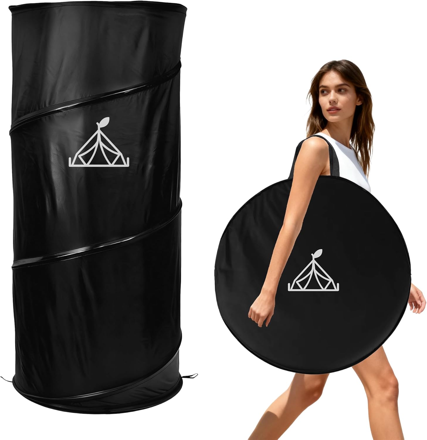 Pop up Changing Tent, Portable Changing Room Shower Tent, Privacy Portable Bathroom Collapsible Emergency, Compact Dressing Room Tube with Carry Bag for Camping, Beach, or Outdoors (Black)