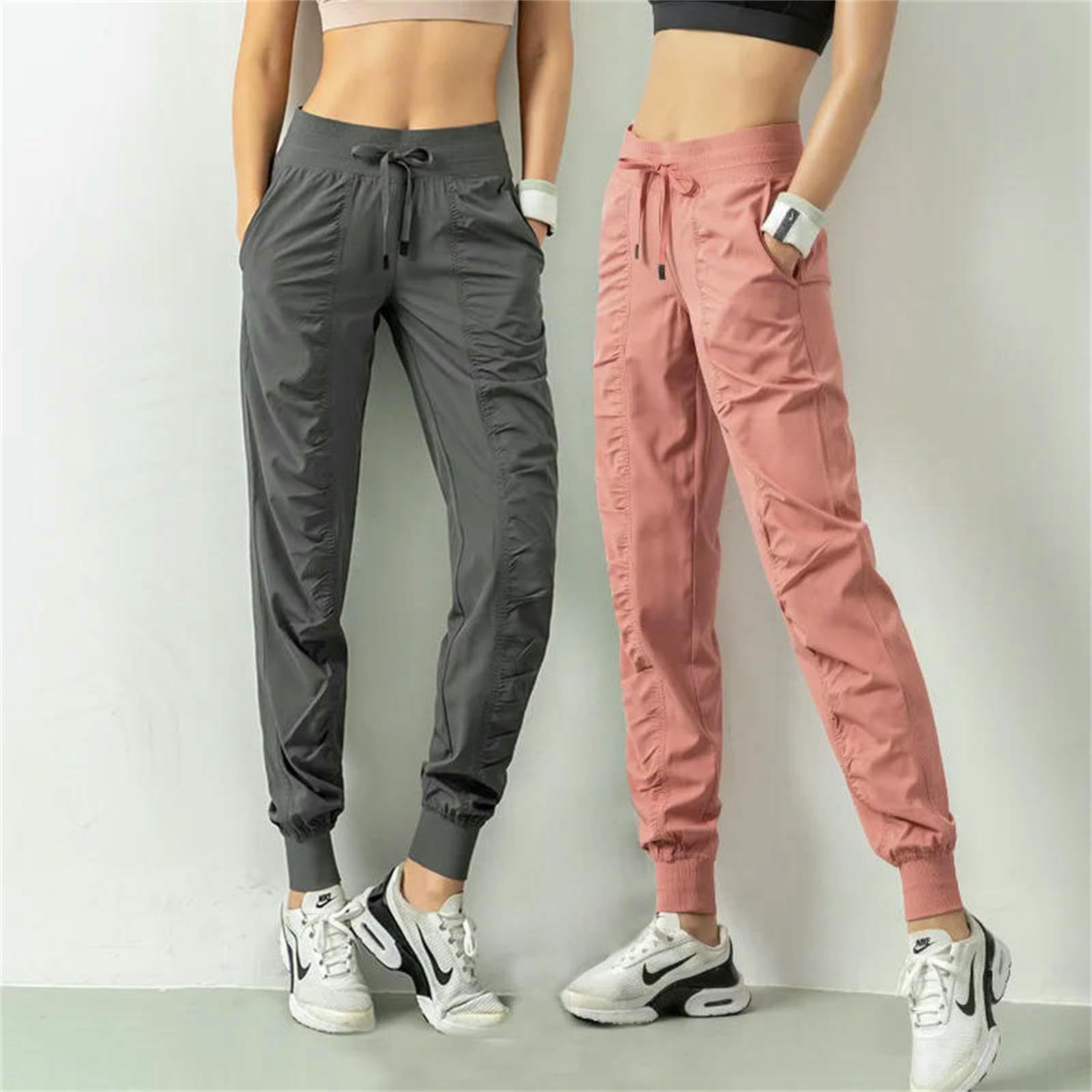 Spodnie damskie plisowane spodnie legginsy fitness spodnie sportowe luźne spodnie ze sznurkiem do biegania na co dzień