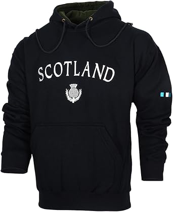 Malham USA Scotland Scottish Thistle Hooded Sweatshirt Navy, -Large