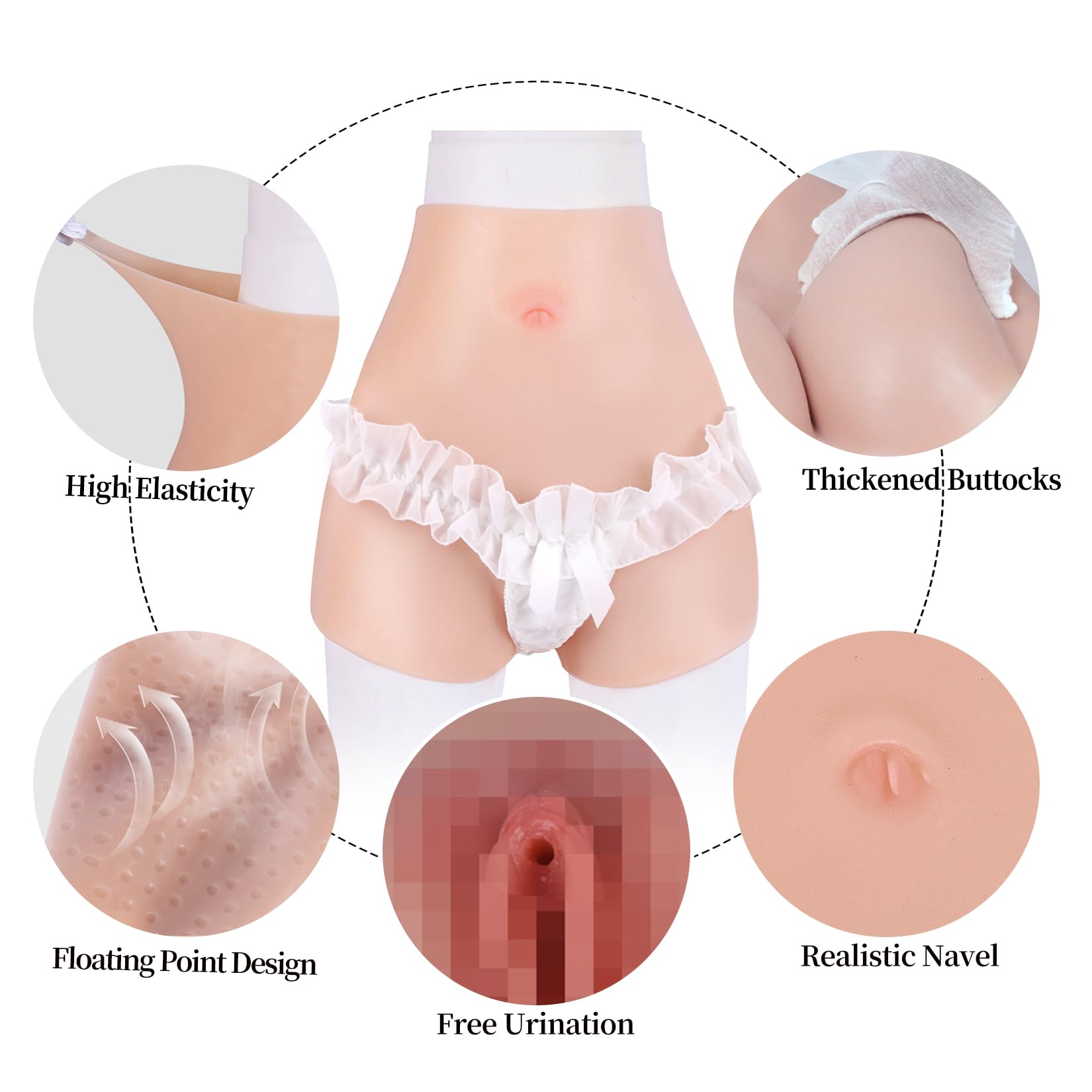 Silikon Konturunterwäsche Boxershorts für Transfrauen Realistische Weibliches Aussehen und Physiologische Struktur Crossdressing Hosen für MTF Transgender Cosplay Drag Shows