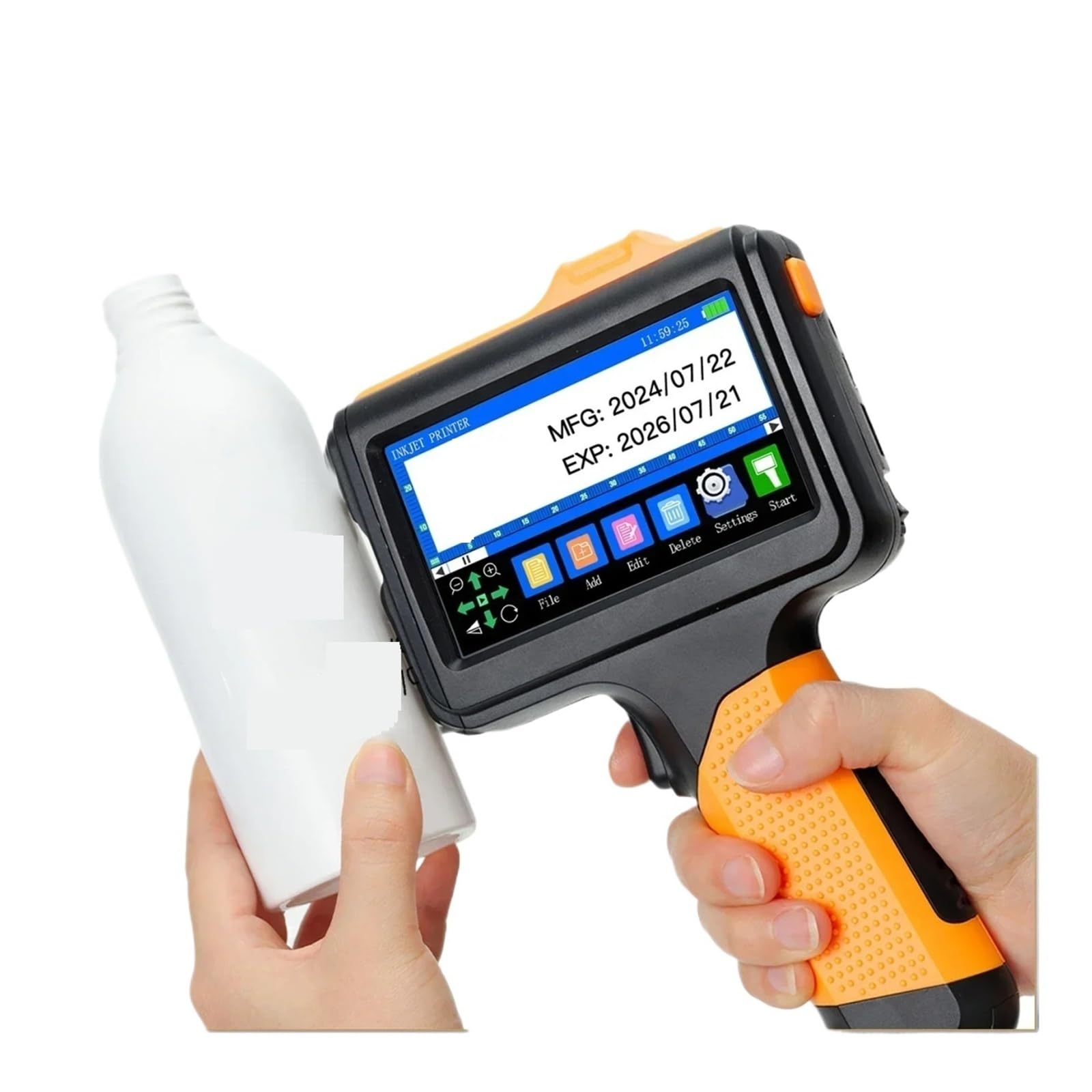 MYUYEE E19 12.7Mm Multi-Languages Printer Text Qr Barcode Batch Number Logo Date Label Printer Handheld Thermal Inkjet Coder On Any Surfaces (With 2 Ink)
