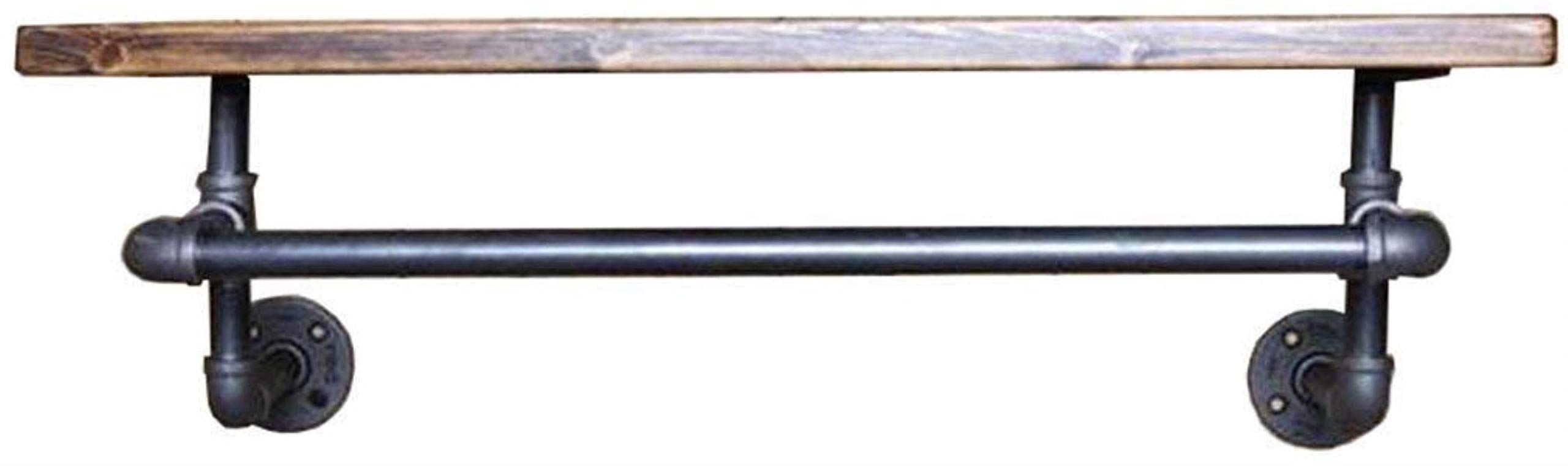 Support de conduite d'eau en fer et bois de 3 cm pour étagère murale rétro