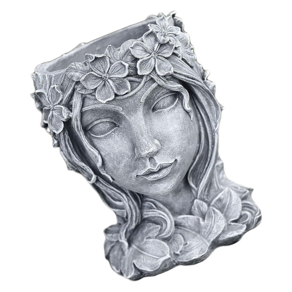 OSALADI Pot de Fleurs en Résine pour Succulentes, Jardinière D’intérieur Décorative Fille Grise, Ornement de Bureau Créatif Léger, Contenant à Fleurs Original pour Jardin et Maison, 1