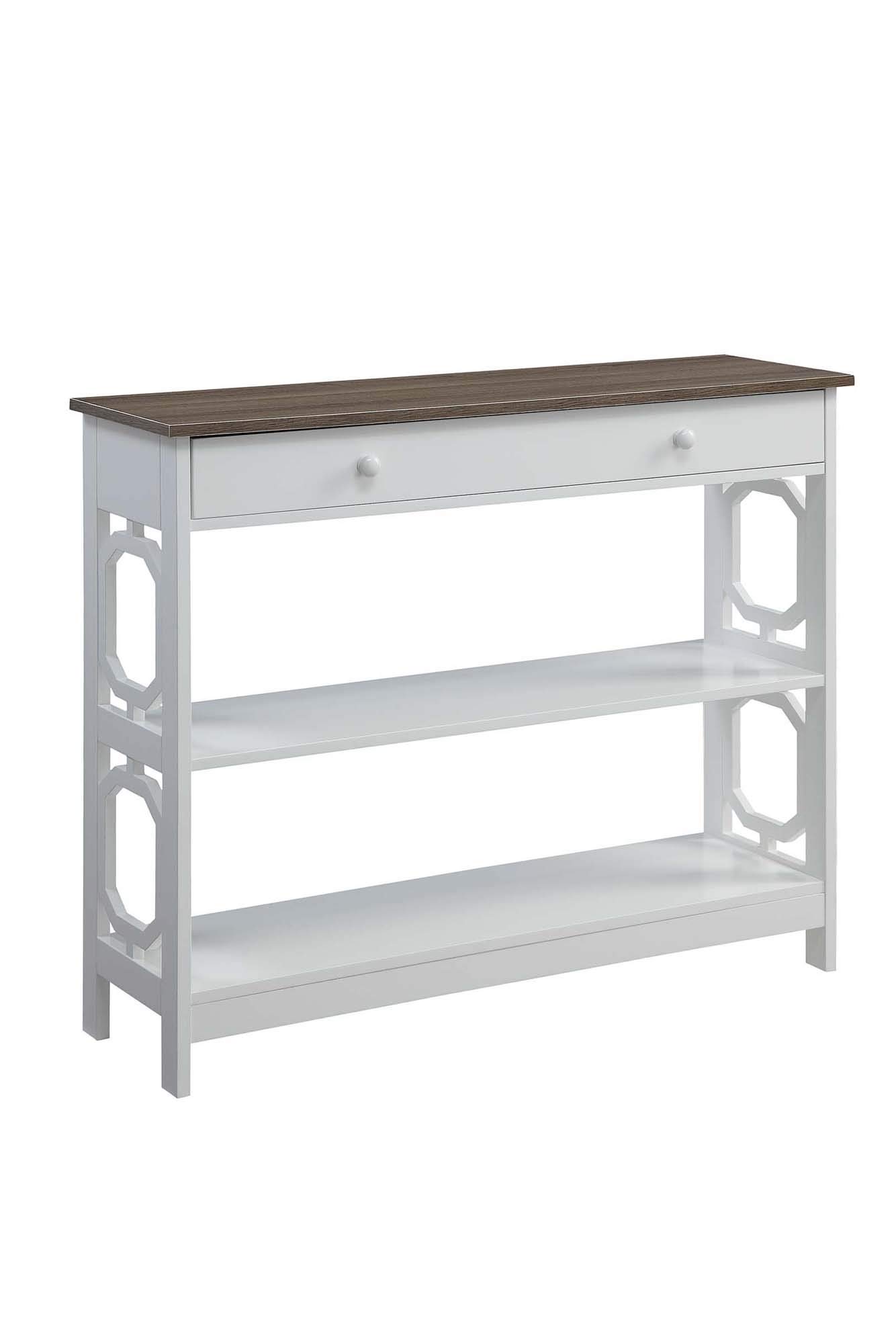 Convenience Concepts Omega 1 Drawer Console Table, Driftwood Top / White Frame