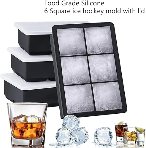 Miniatura 10 de Moldes de silicona grandes para cubitos de hielo, perfectos para cócteles de whisky, sopas de bourbon y golosinas congeladas, sin BPA y diseñados