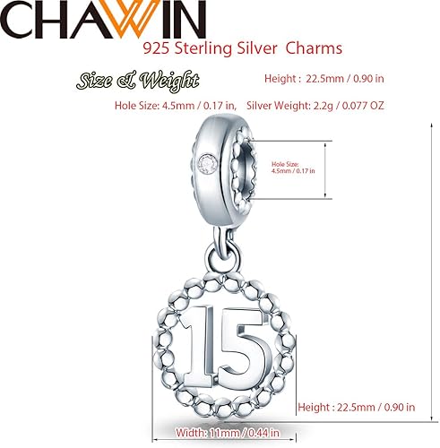 Miniatura 2 de 16,17,18,19,20,21,22,24,25,26,30,32,33,35,37,40,49,50,60,69,77,80,88,99 Dijes de Números de Plata de Ley 925 Colgantes Abalorios Compatibles con
