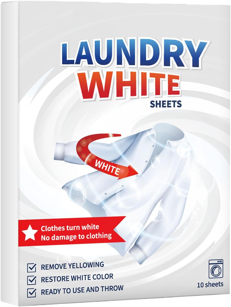 Of 10 Whitener Sheets for White Clothes Remove Yellow Stain Dyeing Safe Formulas Laundry Multi-Fabric Safe Application