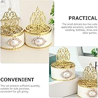 Vista 3 de 12 cajas doradas para recuerdos de fiesta, caja de dulces de lujo, caja decorativa para golosinas, estilo europeo, contenedor para boda, cumpleaños