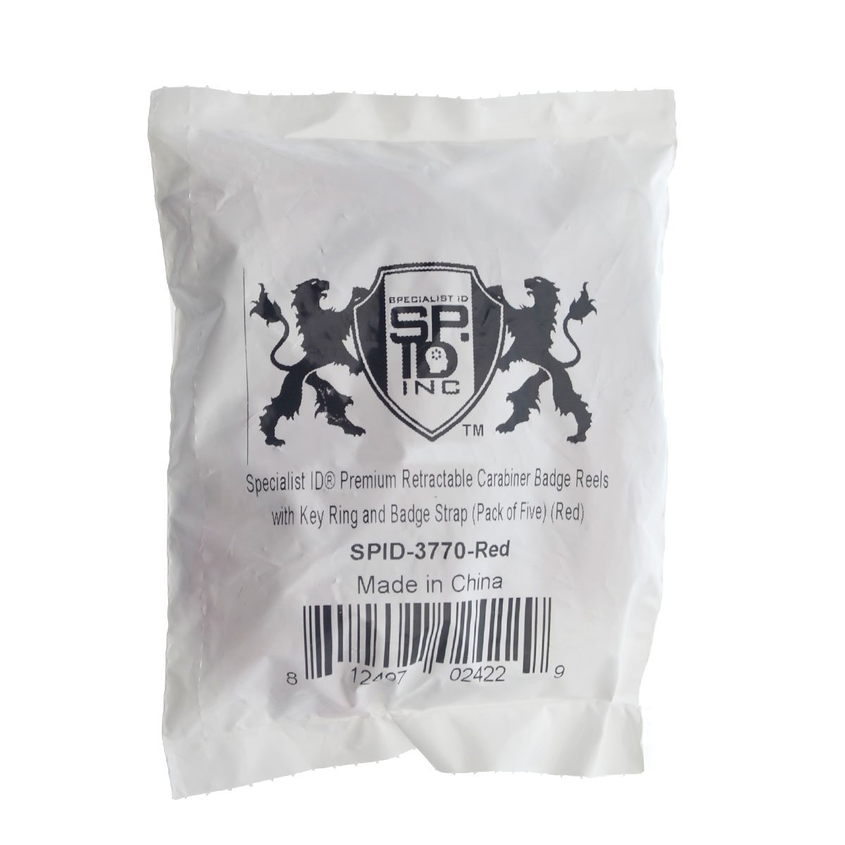 Specialist ID Carretes retráctiles premium con llavero y correa para insignia (paquete de cinco), Rojo -, 5 Pack