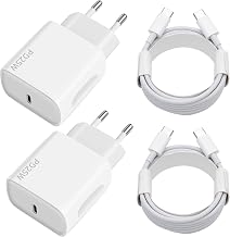 25W USB C Charger, 2-Pack USB C Socket Fast Charger with 2 x 2 m USB Cable for Samsung Galaxy iPhone Max Mini SE X XS XR iPad Huawei Xiaomi, USBC Plug
