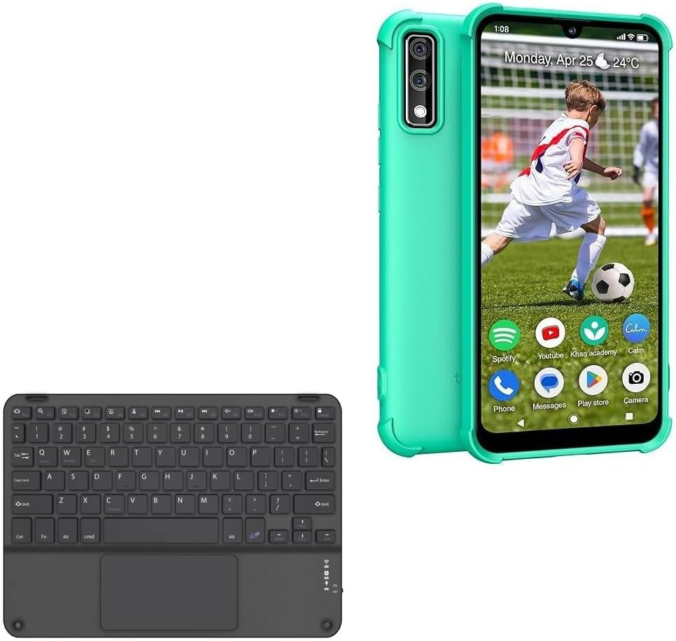 Keyboard Compatible with Teracube TC-Thrive-BL (6.1 in) - SlimKeys Bluetooth Keyboard with Trackpad, Portable Slim TouchPad - Jet Black