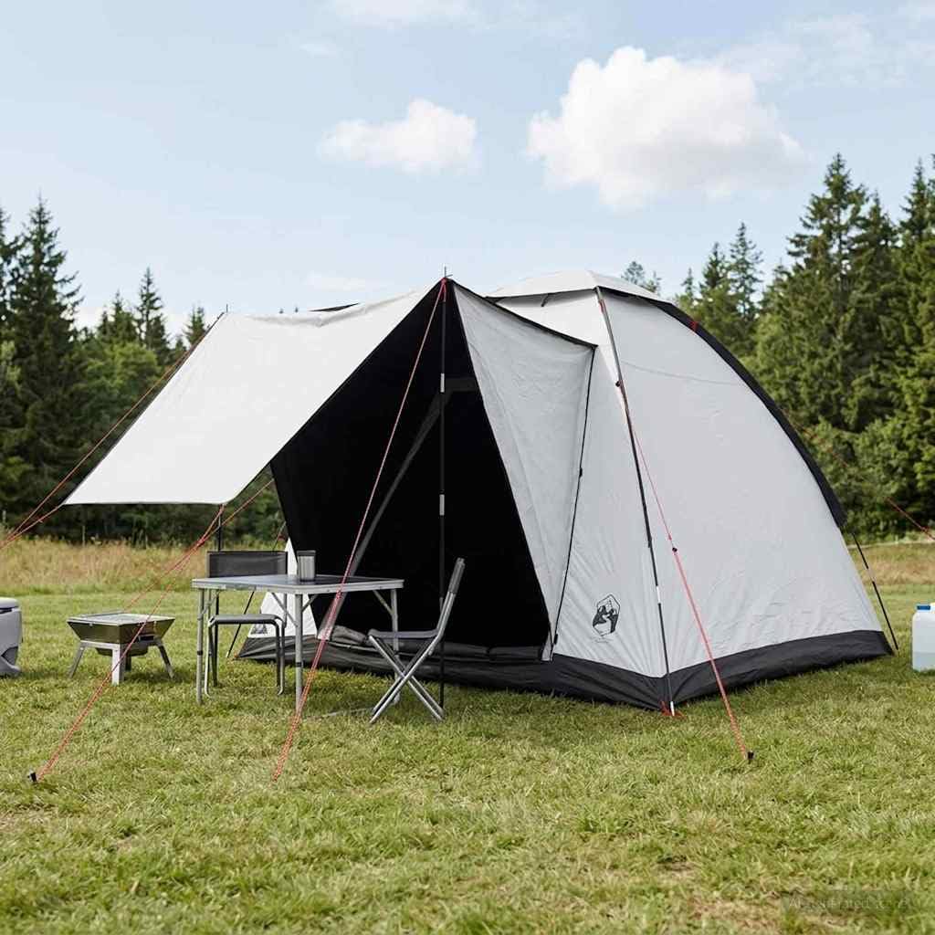 Tenda da campeggio per 2 persone, verde, poliestere e acciaio