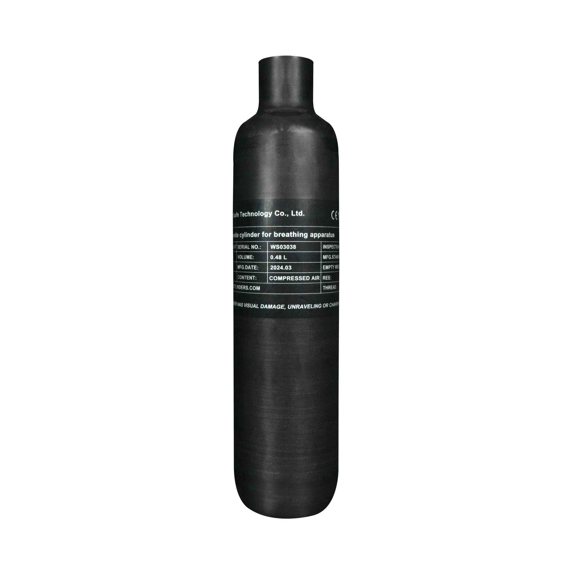 TUXING 30Mpa 4500Psi 0.48L 29Cu dans Le réservoir HPA en Fibre de Carbone 420cc, Bouteille de gaz, Chasse au Paintball pour Fusil à air comprimé PCP Daystate et Filetage FX M18 * 1.5