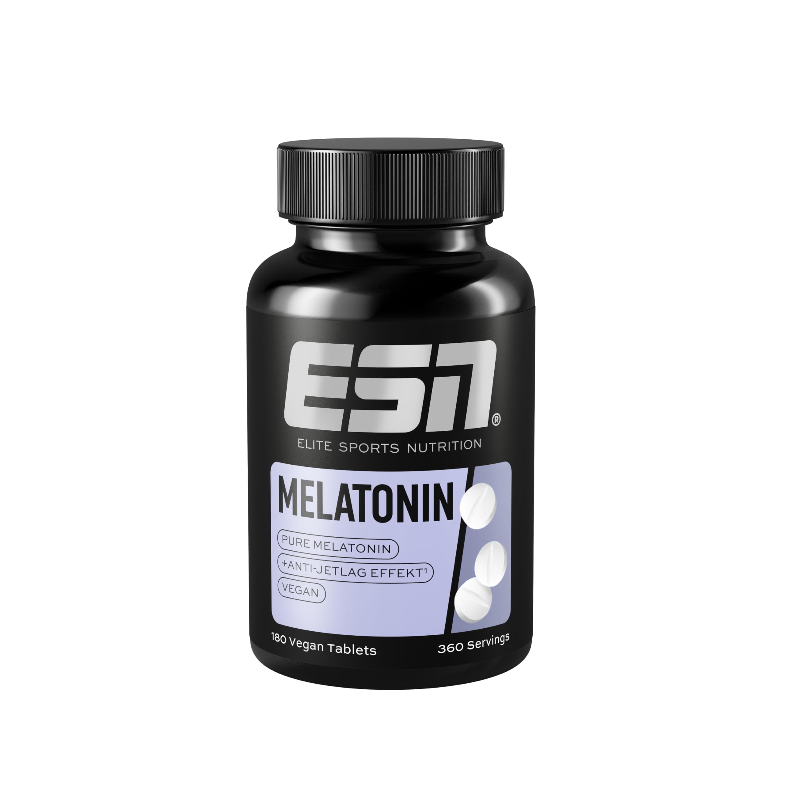 ESN Melatonin Sleep Aid, 180 Tabletten, 0,5 mg reines Melatonin pro Tagesportion, Anti-Jetlag-Support - made in Germany