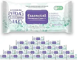 24 Pacotes Toalhas Umedecidas Adulto 48fls - Essencial Premium Care