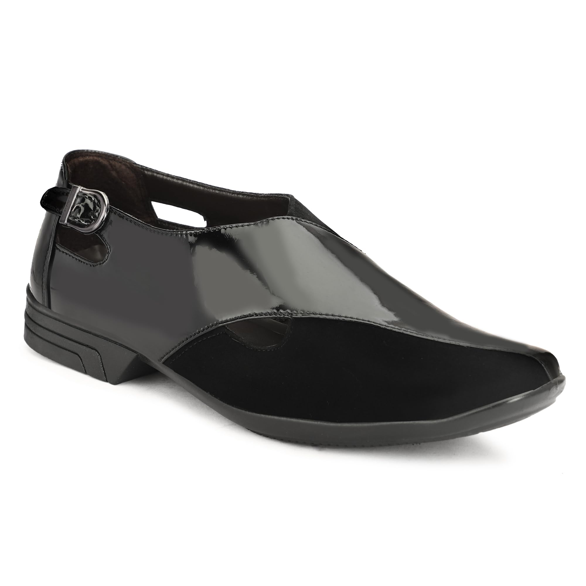 Men's Rich Quality|Decent Look|Perfect Style Patent Leather Buckle Sandal-image-23