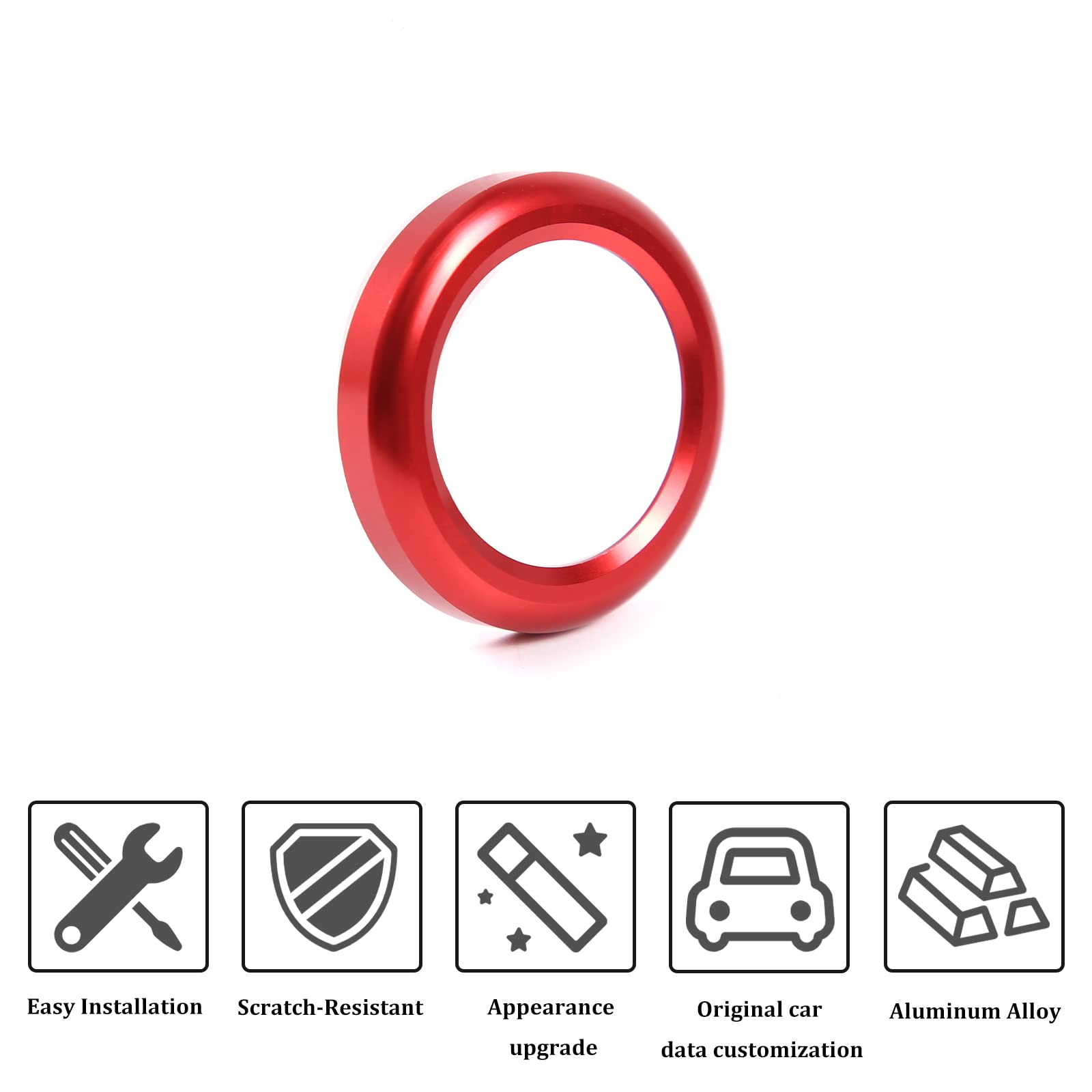 Car Keyhole Cover, Ignition Starter Trim Cover Decoration, Keyhole Trim Ring Cover Compatible with Hummer H2 2003-2007 (Red)
