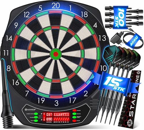 KESSER® Elektronische Dartscheibe Profi Set - E Dartboard mit 15...