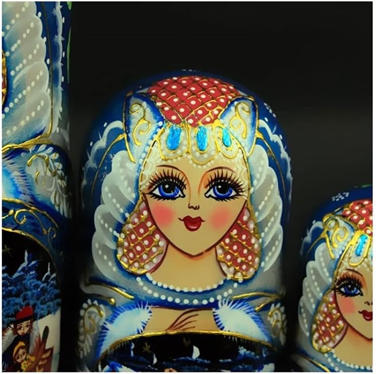 Russian Nesting Dolls Creative Matryoshka 10 Pieces of Matryoshka Dolls Fashion Wedding Birthday Gift Souvenirs Wooden Ornaments (Color : A)