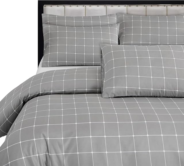 LAZZARO King Size Duvet Set, Non-Iron King Size Duvet Covers Bedding Sets, 3 Pcs with Zipper Closure Size 230 x 220 cm (King, Grey)