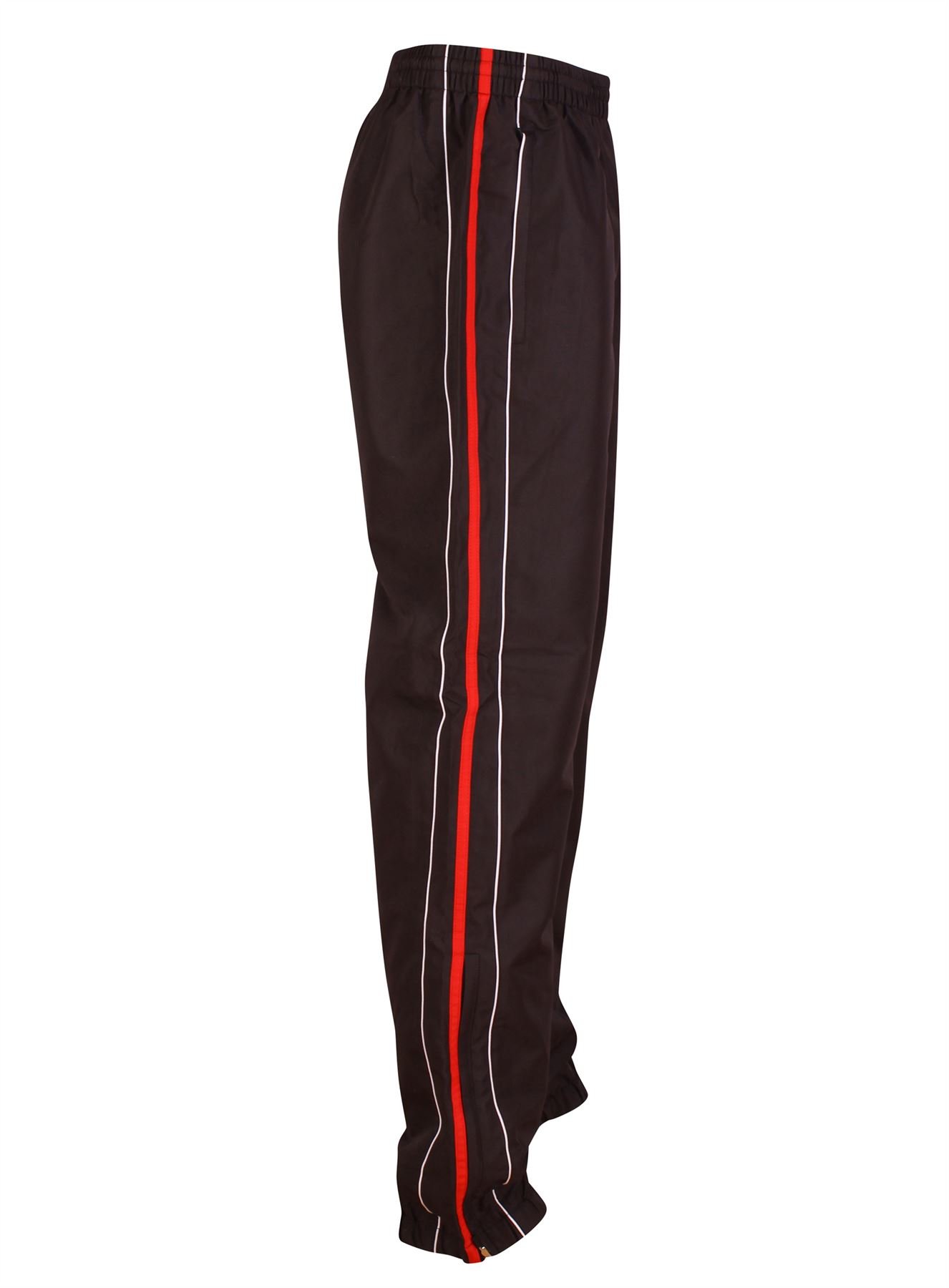 Gazelle Sports Mens Tracksuit Jog Pants Jogging Bottoms Trousers Joggers Cuffed Hem Zip Pockets, (Black-RED, 3XL)