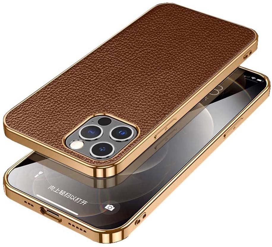 Coque antichoc iPhone 13 Pro Max avec protection écran et caméra marron