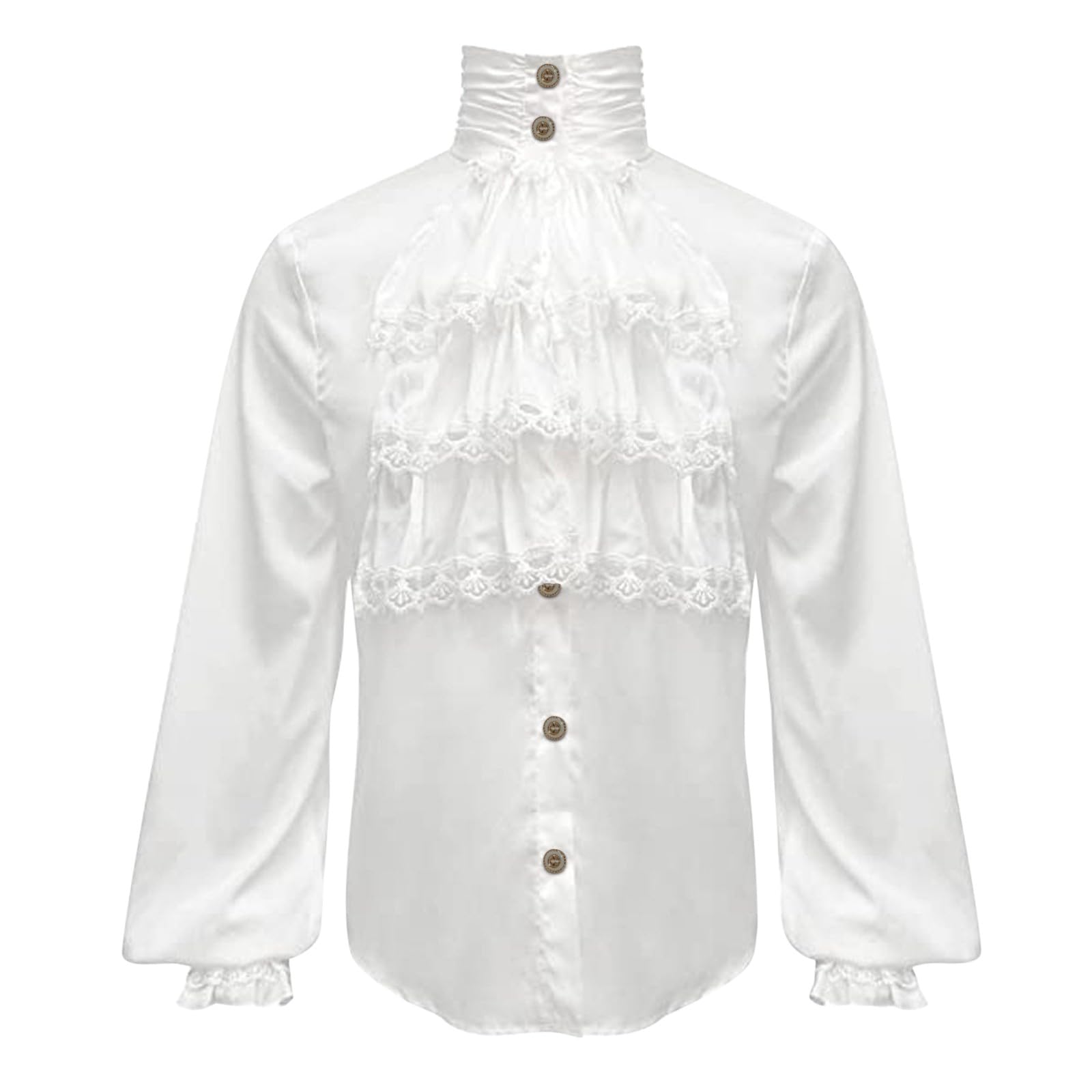 Halloween Gothic Shirts for Men Elegant Blouse Gothic Shirt Classic Black Tops Men Medival Costumes Ruffled Frilly Shirts Medieval Vintage Jabot Collar Costume Tops