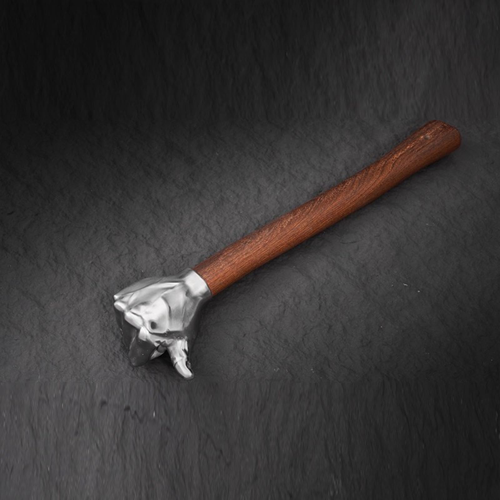 Martello da pollice, testa decorativa in acciaio inox, manico in legno, da collezione, per giardinaggio, campeggio, artigianato, piccolo