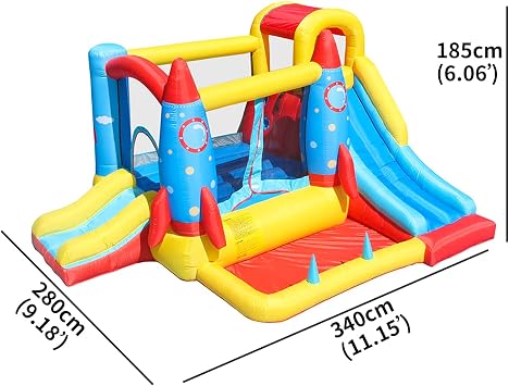 Doctor Dolphin Rocket Bounce House, Inflatable Bounce House with Blower, Inflatable Bouncy House for Kids Outdoor,Toddle Bouncing House with Slide for Backyard Party