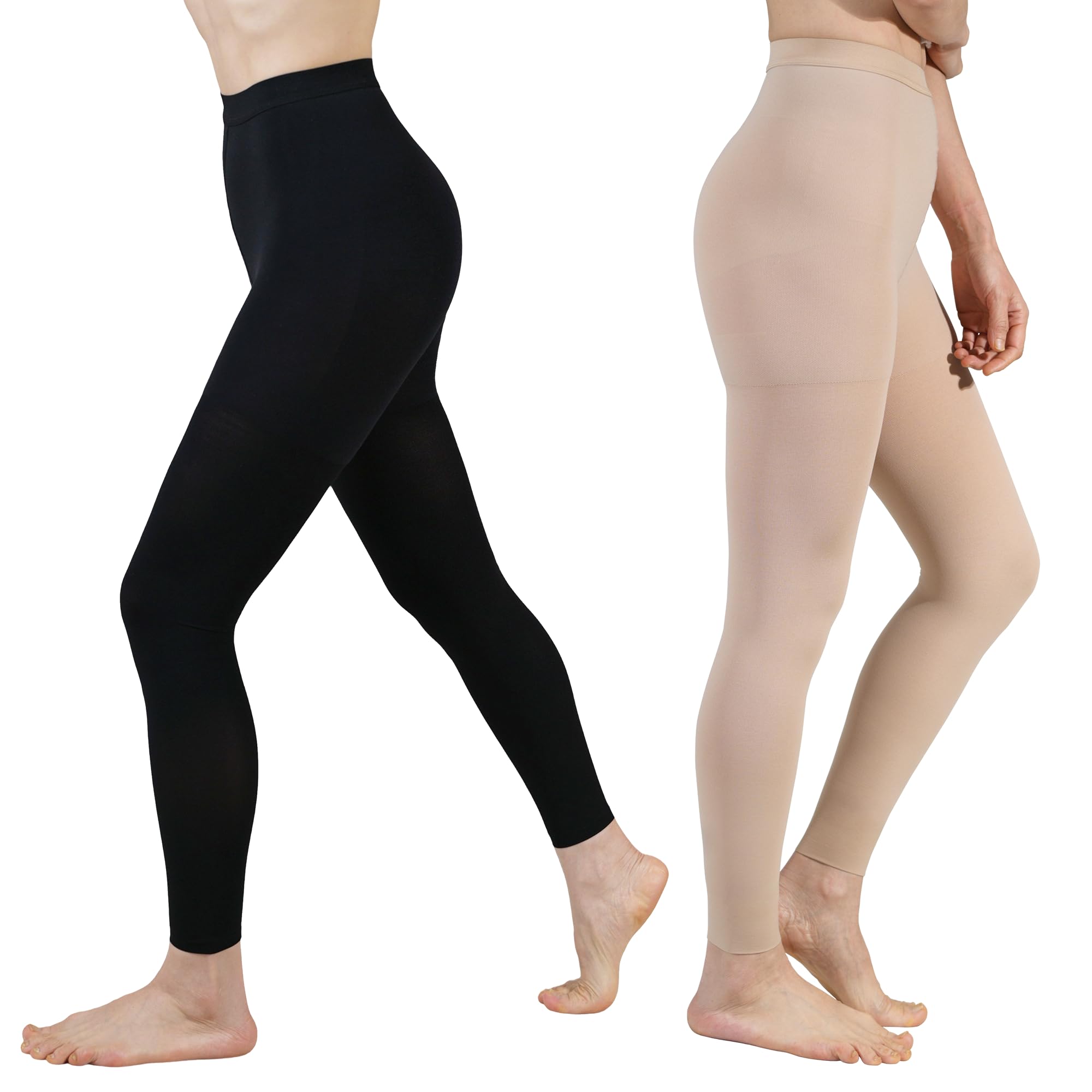 20-30mmHg Medical Compression Pantyhose, Women Compression Stockings & Leggings, Opaque Footless High Waist Opaque Compression Tights for Varicose