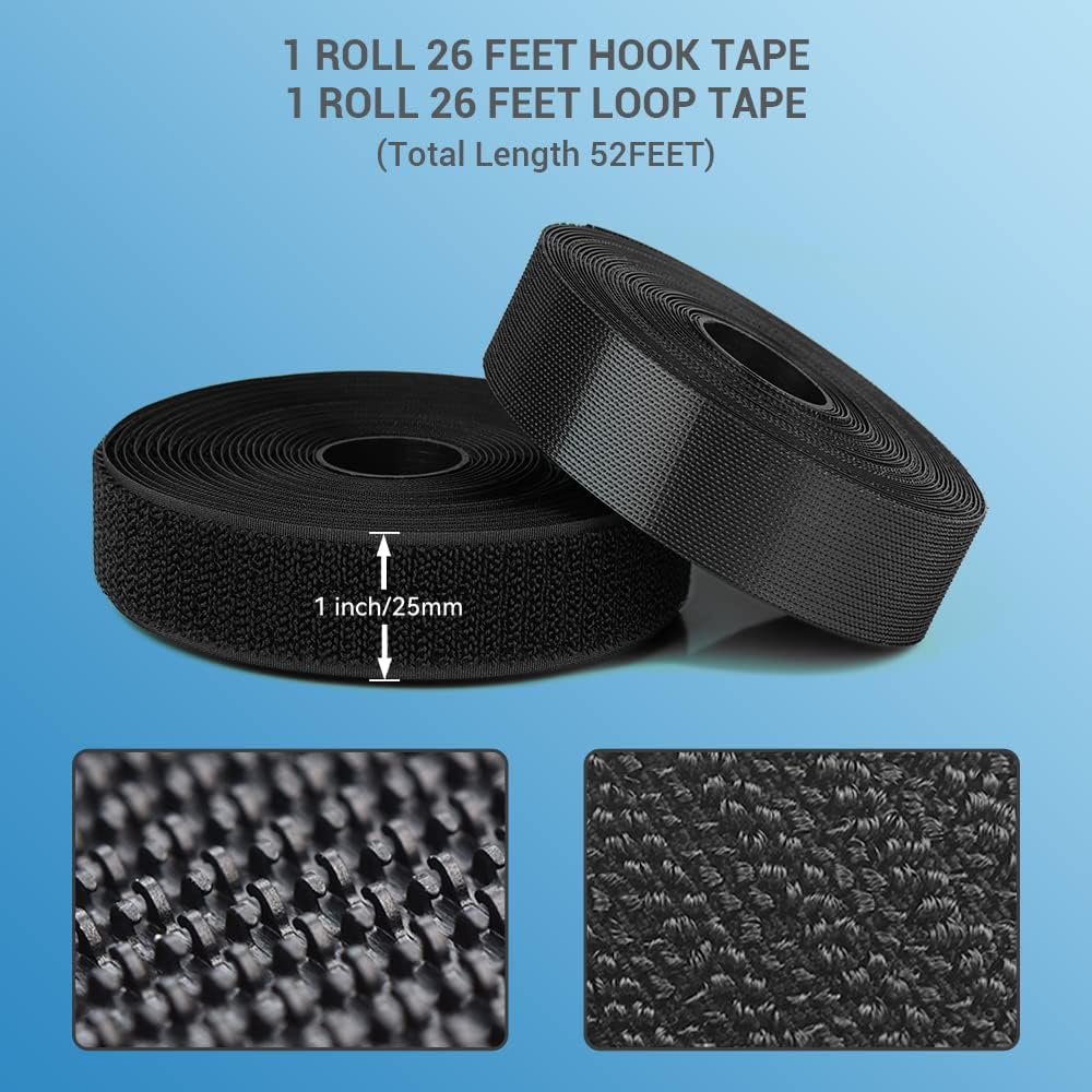 KRUI 26 Feet x 1 Inch Hook and Loop Tape Roll, Heavy Duty Industrial Fastener, Hook and Loop Strips with Adhesive, Sticky Back Fastener for Indoor Outdoor Use: Industrial & Scientific