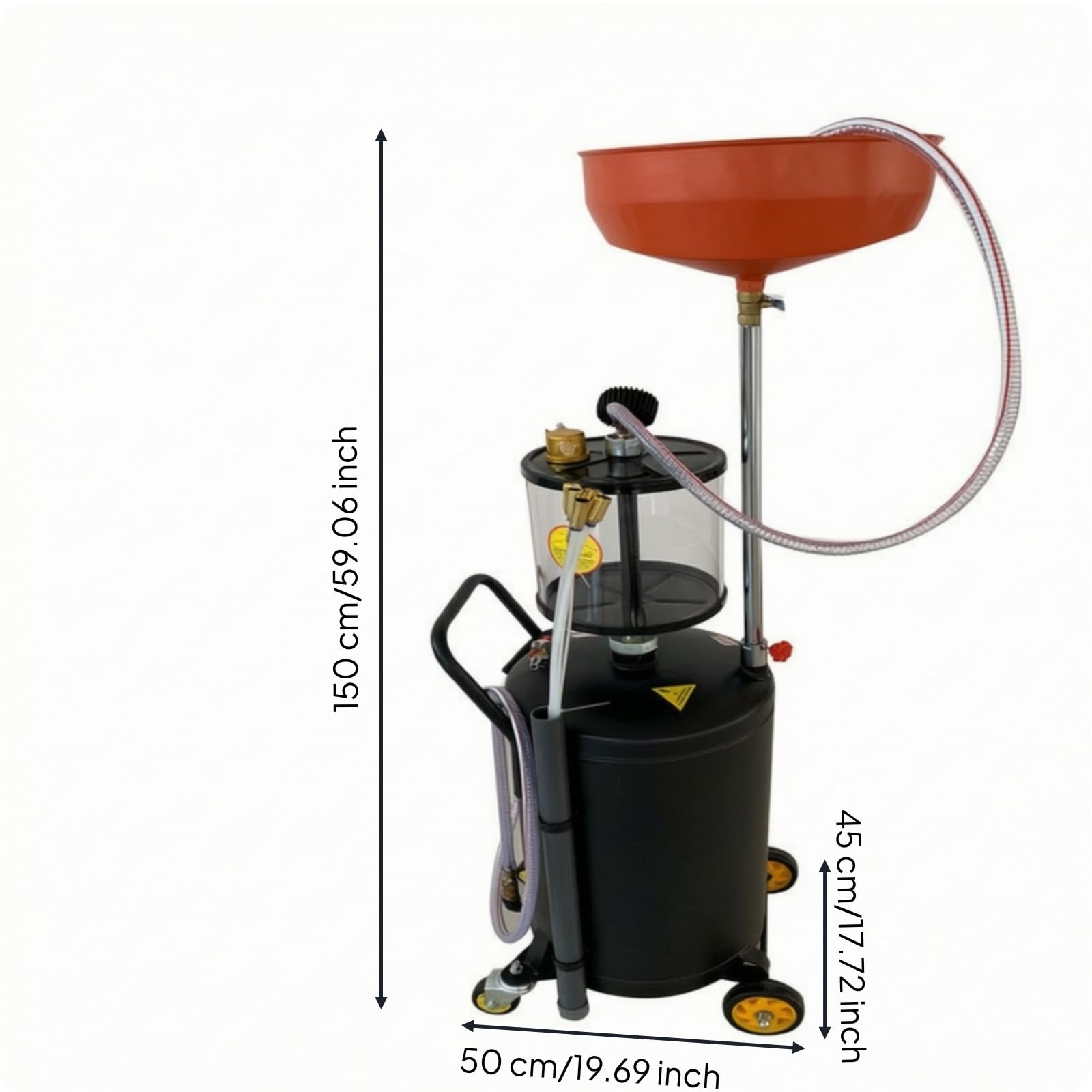 predolo Aspiratore Olio con Camera di Misura Carrellato Aspiratore di Olio con Tubo Regolabile in Altezza Attrezzatura per Officina Meccanica, Garage