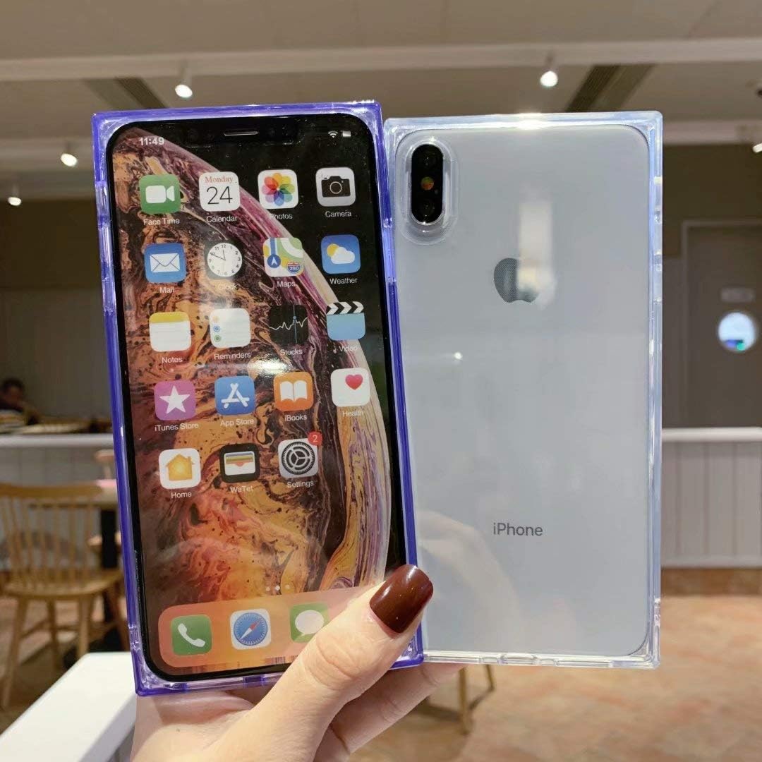 Facweek iPhone Xs Max Case Square, Clear Xmax Transparent Cases Reinforced Corners Soft TPU Cushion Ultra-Thin Slim Cover Silicone Shell-Clear